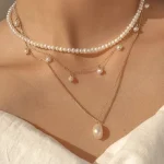 Boho Floating Pearl Drop Layering Necklace- Fullmoon Creations