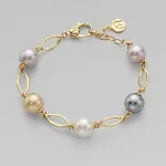 Chunky Gold Open-Link Pearl Bracelet- Fullmoon Creations