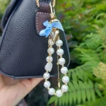 Gold Heart and Glossy Pearl Bag Charm- Fullmoon Creations