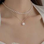 Layered Pearl Choker and Disc Necklace- Fullmoon Creations