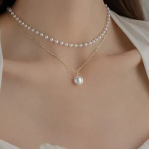 Layered Pearl Choker and Disc Necklace- Fullmoon Creations