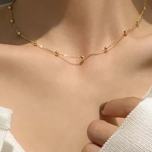 Minimalist Gold Bead Chain Necklace - Fullmoon Creations