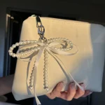 Satin Ribbon and Pearl Bead Bag Charm - Fullmoon Creations
